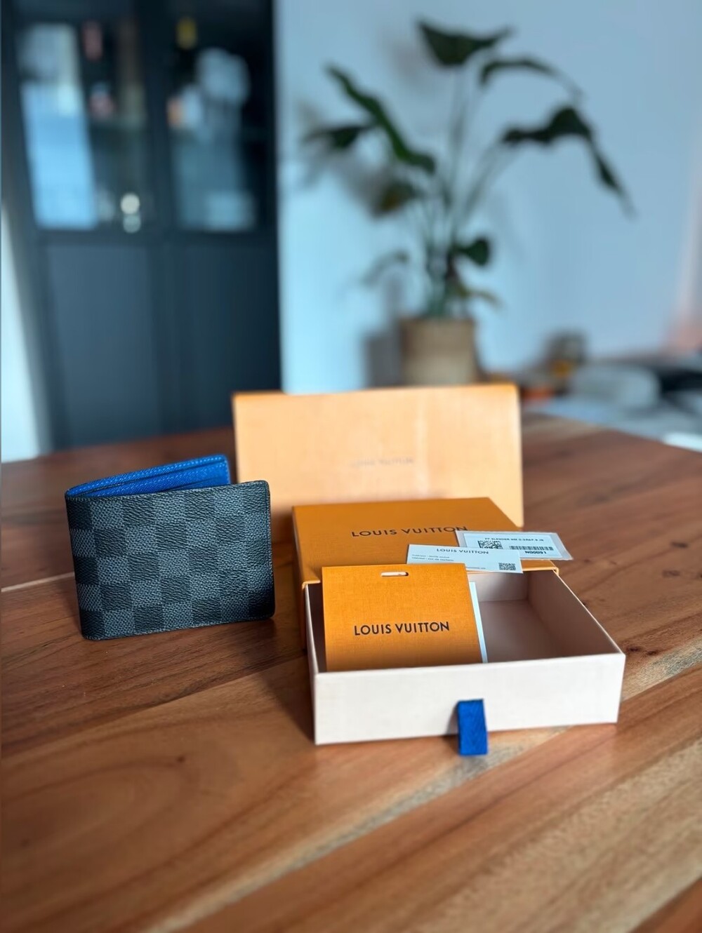 Louis Vuitton Blue and Black Damier Graphite Card Holder Wallet